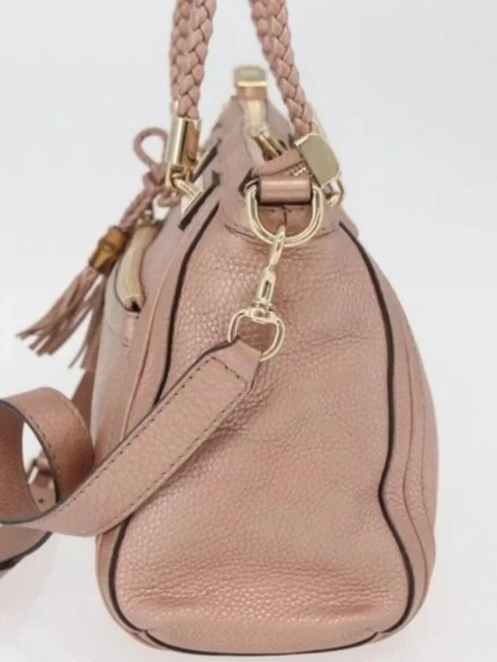 GUCCI Tote Bag Leather 2way Pink Gold 282300 Auth ka3524